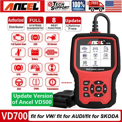 Ancel VD700 ABS SRS DPF EPB Oil Engine Code Reader Car Diagnostic Tool For VW • $79.99