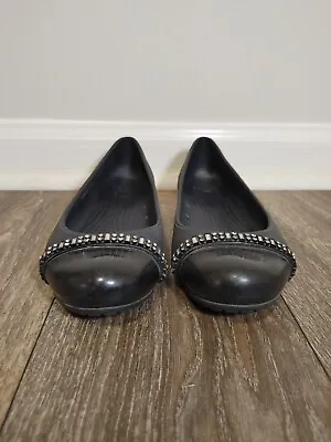 $18 • Buy Crocs Women's 7 Slip On Ballet Flat Black Sequin Closed Toe 