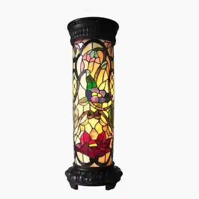 Tiffany Stained Glass Style Night Light Florals Pedestal Floor Lamp 30  Tall • $296.95