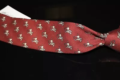 Polo Ralph Lauren Hand Made Wool Silk Burnt Red Silver Horse Jockey Tie NR #2 • $9.99