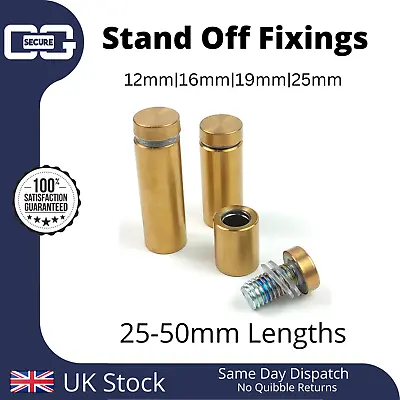 £29.45 • Buy Stainless Steel Standoff Fixings Brass Gold Finish | Bolts | Mount | Stand Off