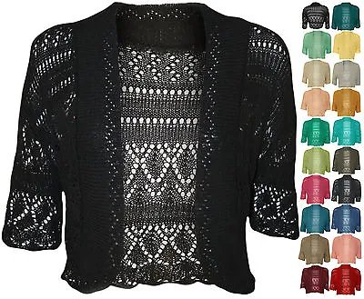£6.99 • Buy New Women's Crochet Knitted Ladies Bolero Waterfall Cardigan Top Shrug Size 6-30