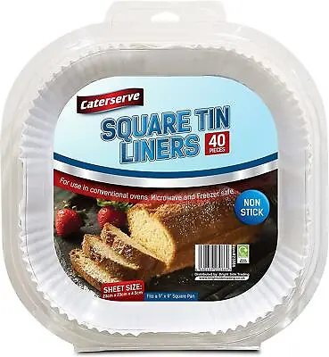 Square Tin Liners Baking 9 Inch – 40 Non-Stick Baking Paper Liners For Baking • £13.95