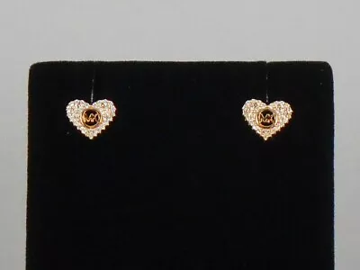 Michael Kors Rose Goldtone Sterling Silver LOVE Logo Heart Stud Earrings $135 • $45