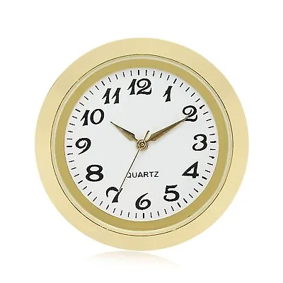 Mini Clock Insert Quartz Movement Round 1 7/16  (35mm) Miniature Clock Gold New • $12.99