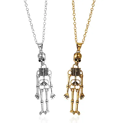 Retro Steam Punk Gothic Skull Skeleton Pendant Necklace Women Men Jewelry Gift • $2.72
