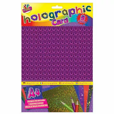 8 A4 Holographic Card Cards Metallic Shine Shiny Craft Board Mirror Art Kids • £2.99