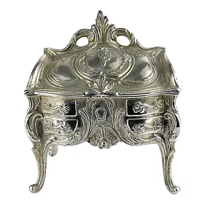 Vintage Victorian Heavy Ornate Metal Dresser Coffin Style Jewellery Box • $64.95