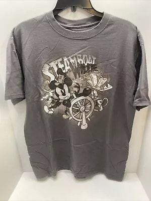 Disney Store Shirt Mens Large Grey Short Sleeve Steamboat Willie Mickey Mouse • $18