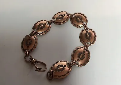 Vintage  Solid Copper Southwestern Concho Panal Bracelet • $10
