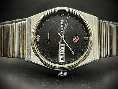 Vintage Watch Rado Voyager Black Diamond Dial  Automatic Mens Watch 35mm • £155