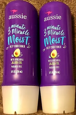 2 Bottles Aussie 3 Minute Miracle - Moist - Deep Conditioner With Avocado - 8 OZ • $17.95