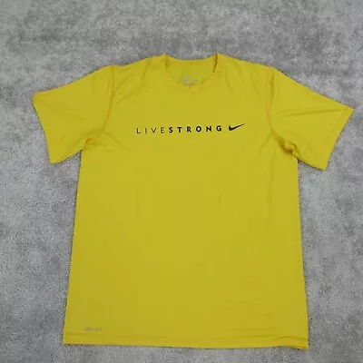 Nike Shirt Mens Large Yellow Dri-fit Livestrong Performance Short Sleeve • $19.90