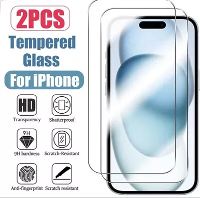 2X Tempered Glass Screen Protector For IPhone 14 13 12 11 Pro Max 7 8 PLUS X XR • $3.55