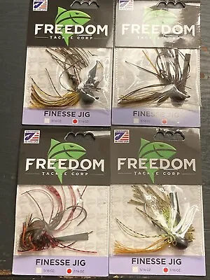 4 NEW Packs FREEDOM TACKLE Fishing 7/16oz FINESSE JIG Bundle Lot 4 JIGS Assorted • $10.50