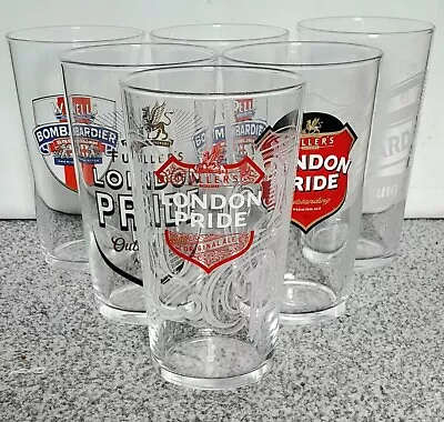 3 Bombardier & 3 London Pride Pint Glasses • £11.99