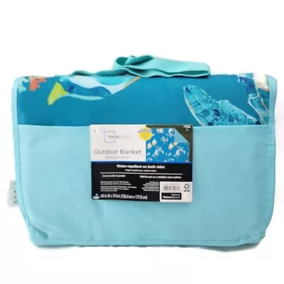 Mainstays Outdoor Blanket Teal Sea Turtle Blue Aqua Fish Carry Case 60 X70  • $14.77