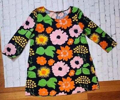 Marimekko Top Kukkatori Floral Print Tunic Shirt Blouse Large L Beautiful  • $45