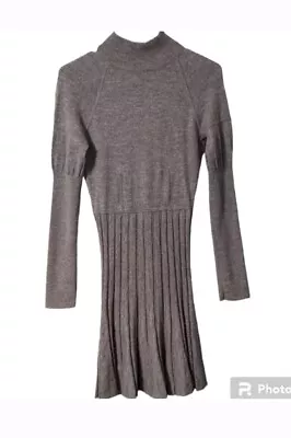 Grey Fit & Flare Moda International Italian Wool Pleated Midi Dress Med • $12