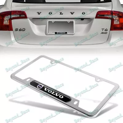 For 1PCS VOLVO Black Silver Brand New Stainless Steel Metal License Plate Frame • $10.44