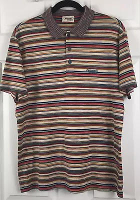 Missoni Sport Men's Medium Polo Shirt Multicolor Herringbone Striped Cotton Knit • $49.99