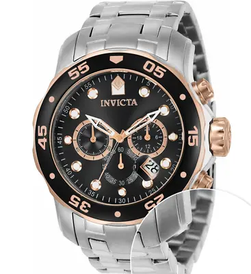 Invicta 80036 Men's Pro Diver Scuba Black Dial Stainless Steel Chronograph Watch • $79.99