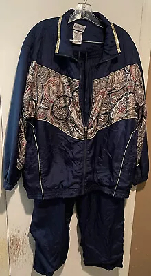 Vintage Active Club Nylon Parachute Track Wind Suit Plus Size 2X 18/20/22 Gold • $44