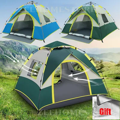 Automatic Instant Pop Up 3-4 Man Camping Tent Family Outdoor Hiking Shelter New • £34.99
