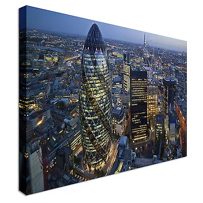 City Of London Skyline At Sunset - Gherkin  Canvas Wall Art Picture Print • £21.98