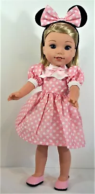 Dress Minnie Mouse Pink Bow For 13.5 In Paola Reina Wellie Wishers Doll Clothe • $14.99