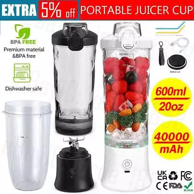 240W Portable Juicer Cup USB Blender 600ml Travel Mixer Smoothies Fruit Machine • $11.99