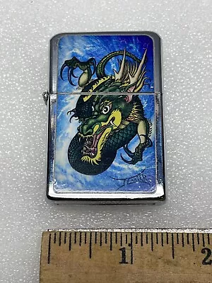 Vintage Victor Mythical Dragon By J Carter Flip Top Chrome Oil Lighter • $19.99