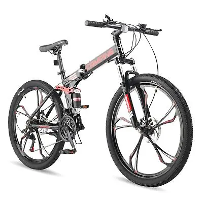 26  Folding Mountain Bike Shimano 21 Speed Bicycle Full Suspension MTB 26inch • $198.90