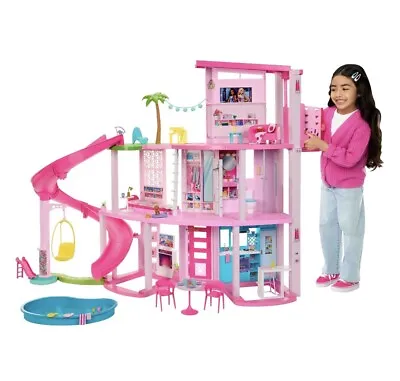 Barbie Dreamhouse 75+ Pieces Pool Party Doll House With 3 Story Slide • $209