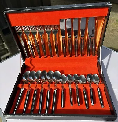 Vintage Retro Mid-Century 24 Piece Canteen Of Cutlery W&H Walker & Hall • £40