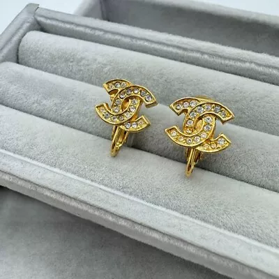 Genuine Chanel Earrings Coco Vintage 2092 Stone Clip On Excellent Japan 38 320 • $550