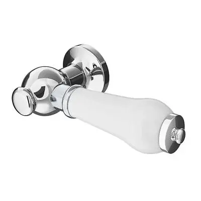 Toilet Flush Lever Traditional Ceramic Handle WC White Cistern Replacement Part • £7.49