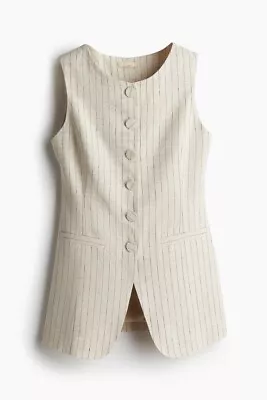 H&M Light Beige Pinstriped Linen Suit Vest | Small • $120