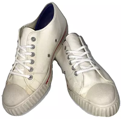 Vintage Kmart Shoes White Canvas Mens Size 7 Fish Heads 1960's RARE Sneakers USA • $67.15