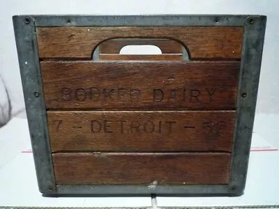 Vintage Bodker Dairy Wooden Milk Crate ~ Cumberland Case Co ~ Detroit ~ 1952 • $99