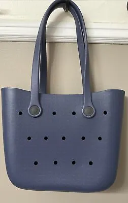 Navy Rubber Beach Bag Bogg Style 15 Hole Waterproof Open Silicone Tote • $27.50