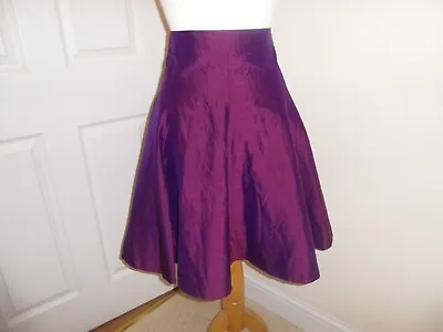 Lait Les Nains Zurich Purple Taffeta Circle Skirt 100% Silk Waist 28 Ins Size 10 • £16