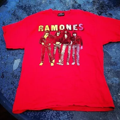 Ramones Vintage Shirt Large Y2k 1234 Punk Rock Joey Johnny Dee Dee Marky VTG Red • $49.99