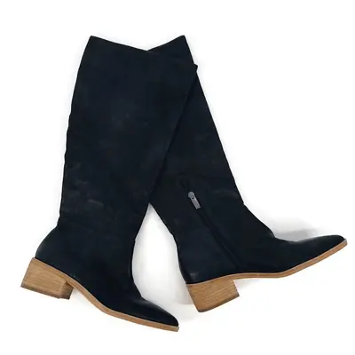 Vince Camuto Beanna Black Leather Point-Toe Block Heel Boots 6.5 • $60