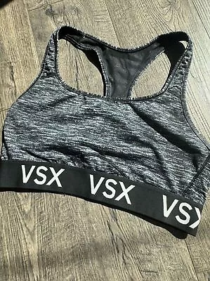 Victoria’s Secret VSX Logo Racerback Sports Bra Size M Black White • $8