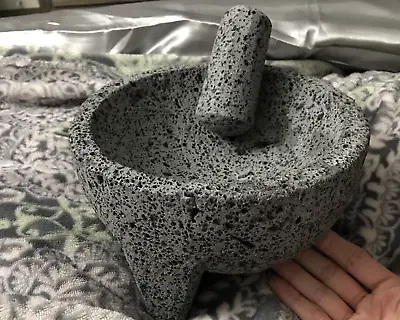 7 Inch Molcajete Mortar And Pestle Mexican Handmade With Lava Stone Herb Bowl • $44.71