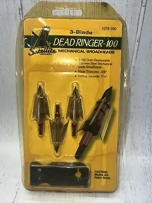 Vintage Satellite Archery Dead Ringer 3 Blade 100 Mechanical Broadhead 3 Pack • $34.99