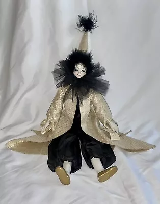 Vintage Clown / Mime Doll In Gold Lame And Black Made In Italy. See *. • $24.99