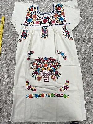 Authentic Handmade Mexican White Embroidered Dress | Vestido Bordado • $34.99