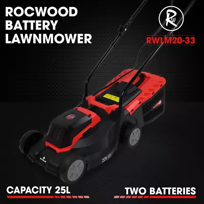 Cordless Lawnmower 33cm RocwooD 20V 2 X  Batteries & 1 X Charger Garden Rotary • £129.99